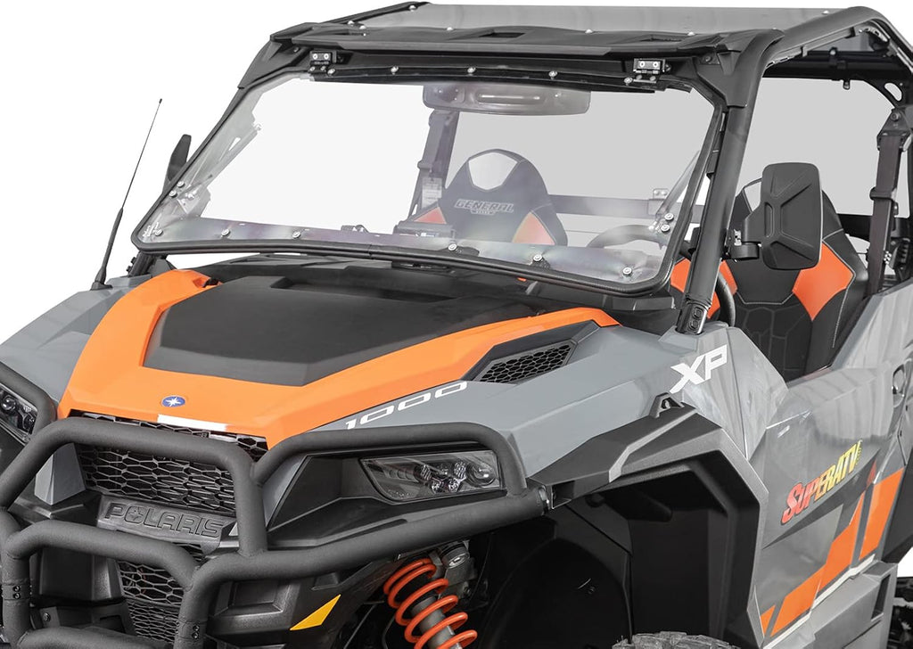 Heavy-Duty Scratch Resistant Flip Windshield, 1/4 Thick Polycarbonate G99233