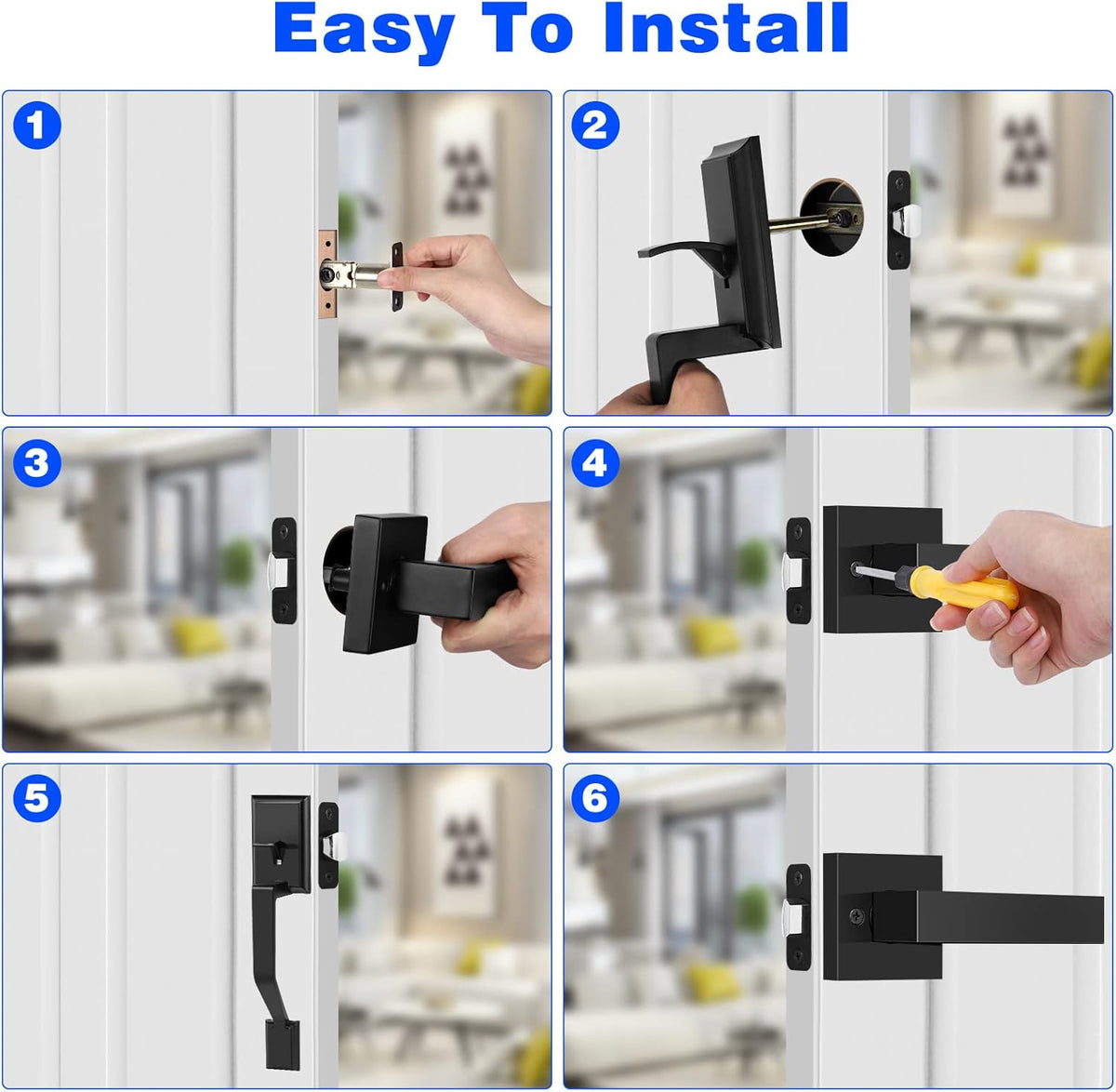 Matte Black Heavy Duty Door Lock Set with Deadbolt, Pack of 2 F479525