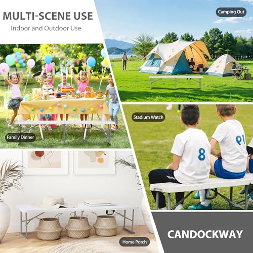 6ft Plastic Folding Bench with Carrying Handle & Lock, 2 Pack I6840