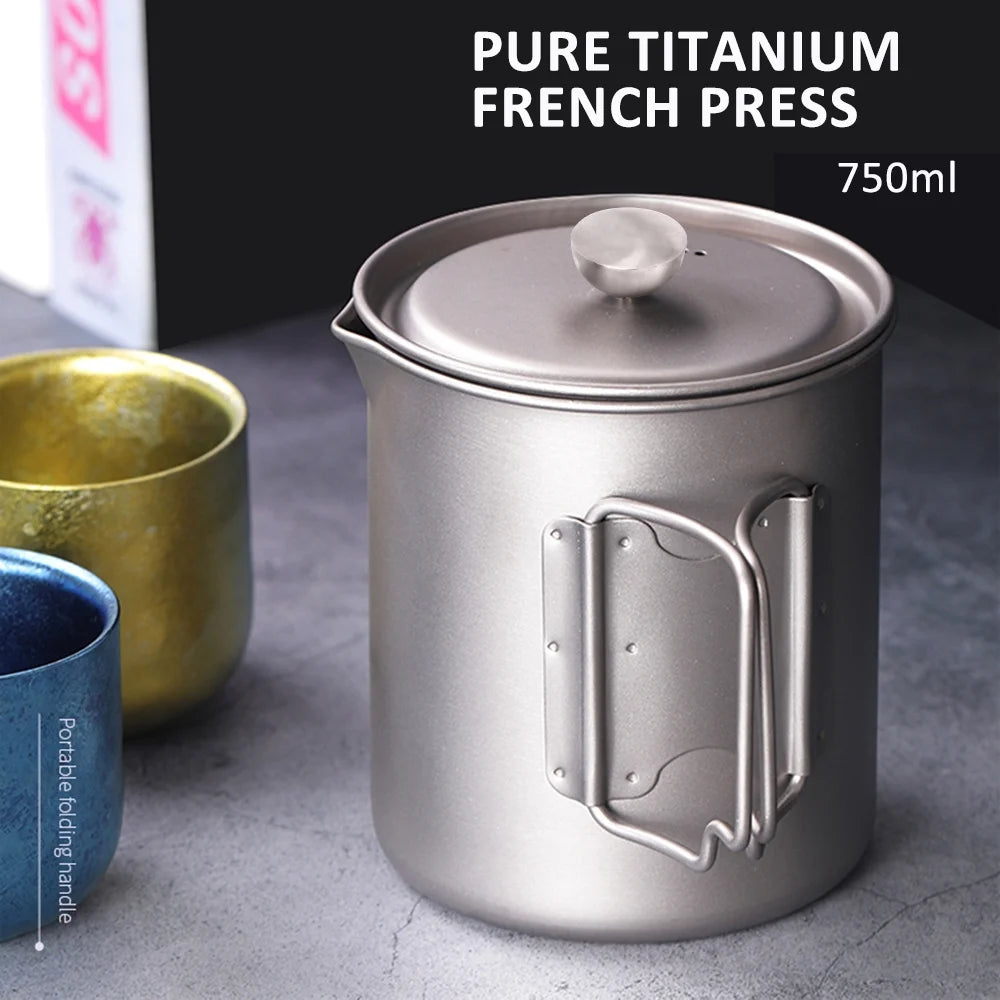 750ml Coffee Cup Mug French Press Pot with Folding Spoon Q840