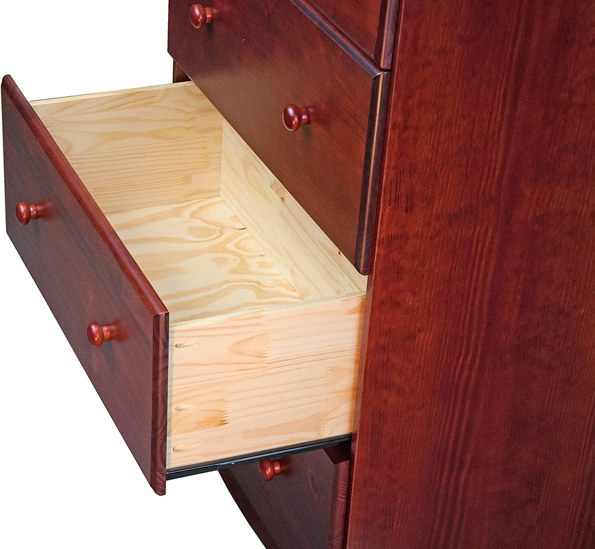 100% Solid Wood 5 Drawer Chest with Lock Honey Pine E572606