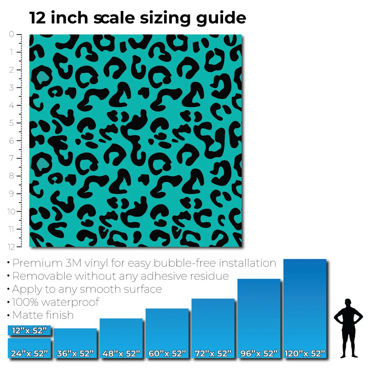 Teal Leopard 96” x 52” Vinyl Wrap Sheet F74322