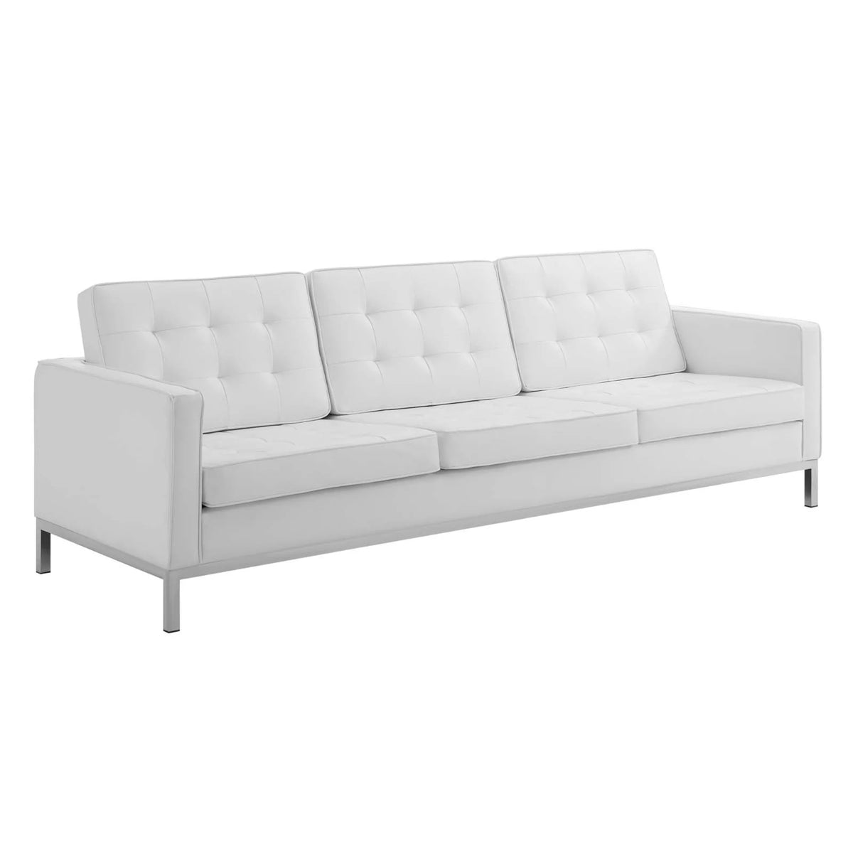 White Tufted Faux Leather Sofa Set F508125