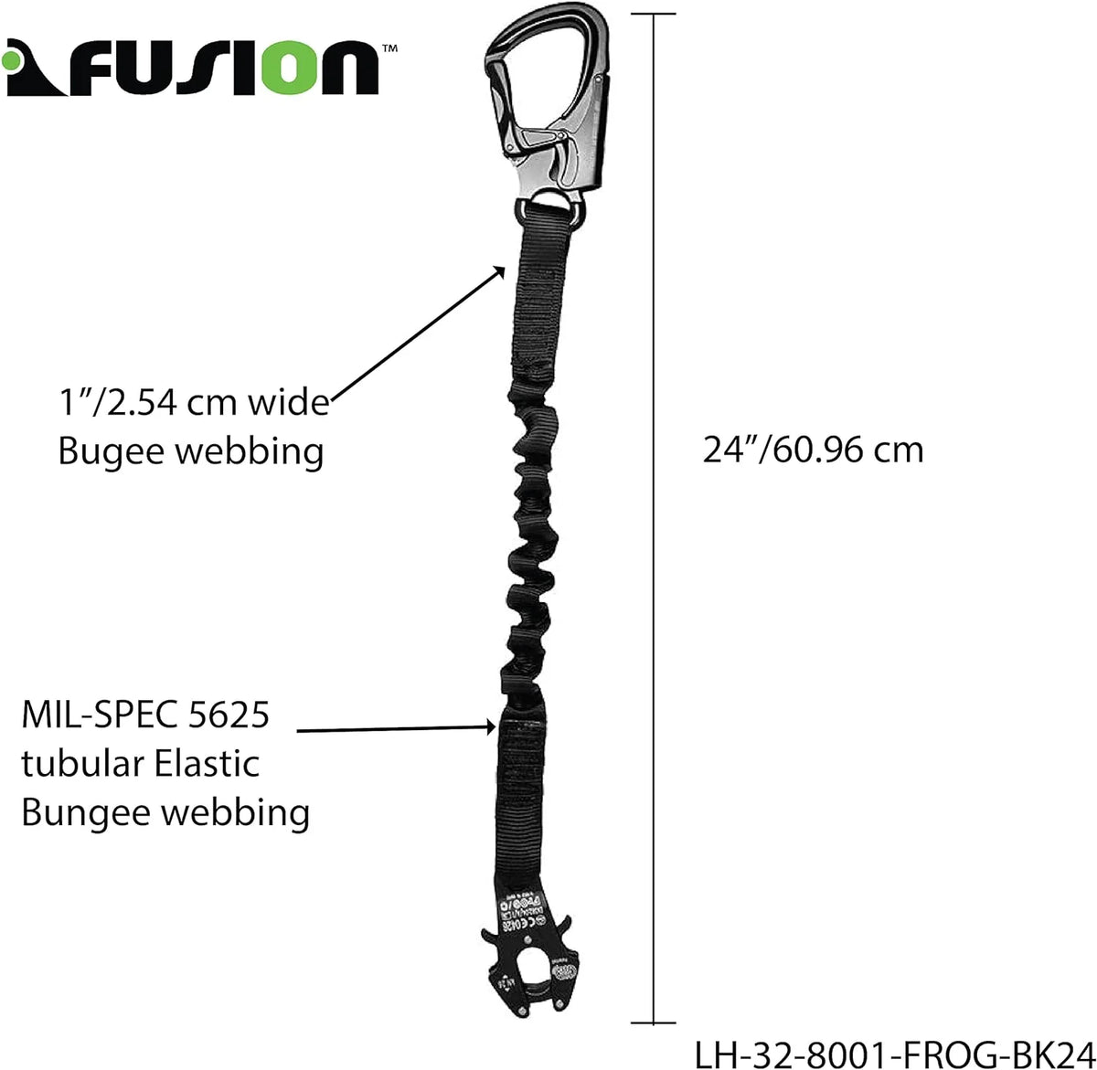 Black 24 Inches Elastic Bungee Lanyard with Snap Hook E617
