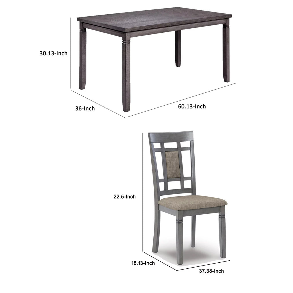 7 Piece Light Gray Wood Dining Table Set U3268