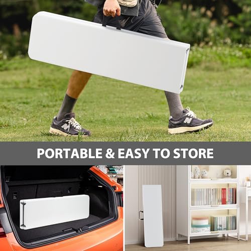 6ft Plastic Folding Bench with Carrying Handle & Lock, 2 Pack I6840