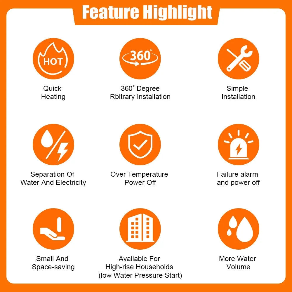3000W Electric Tankless Water Heater V316