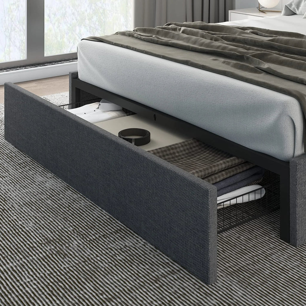 Upholstered Queen Size Bed Frame with 3 Drawers N618