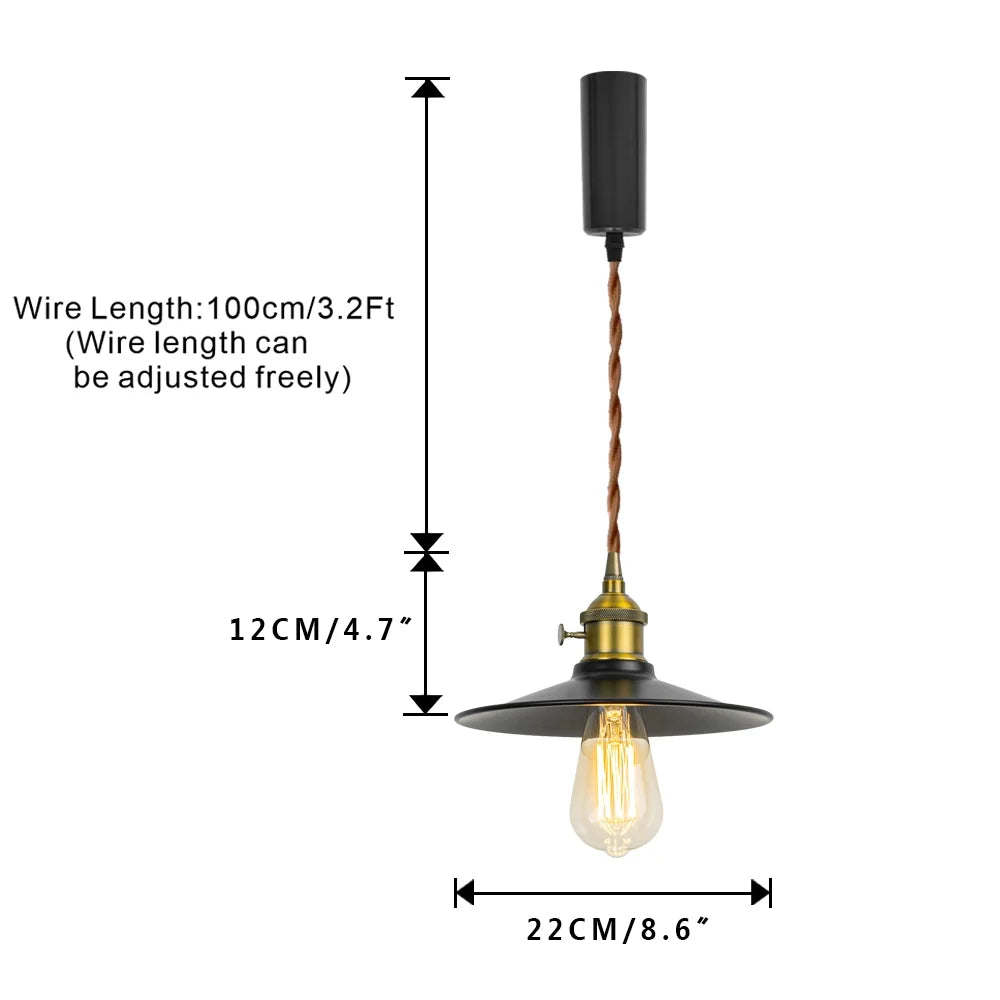 Retro Gold Track Pendant Light with Black Metal Shade N9038