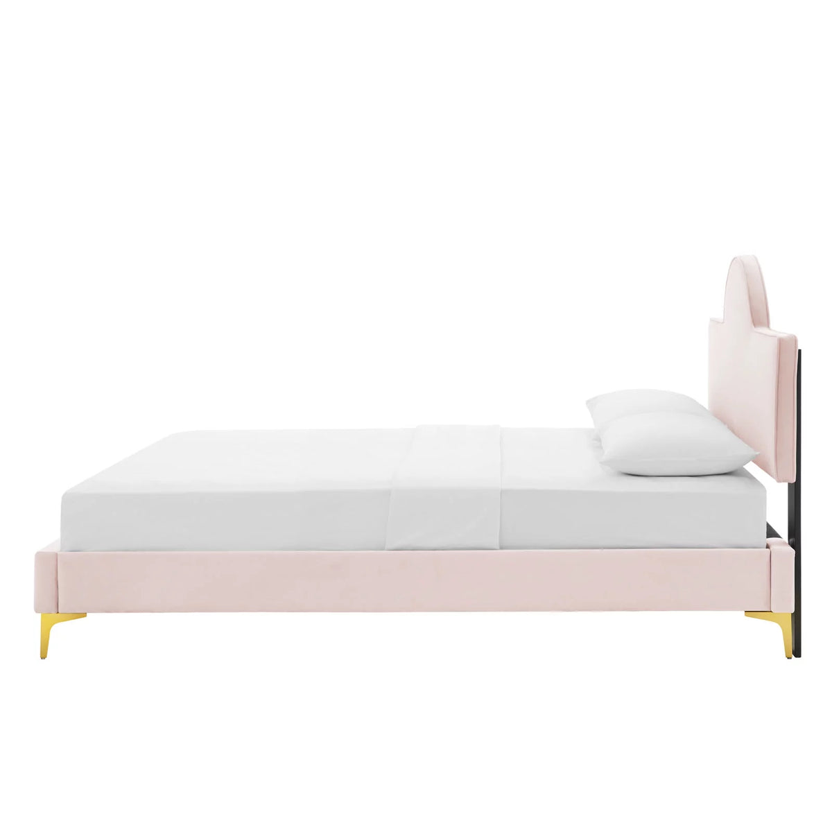 Queen Size Pink Velvet Platform Bed Frame X6728