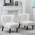 White Armless Accent Chair with Wood Legs R629936