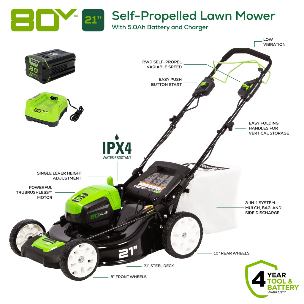 80V 21 Self Propelled Mower 5Ah Battery & Charger O654445
