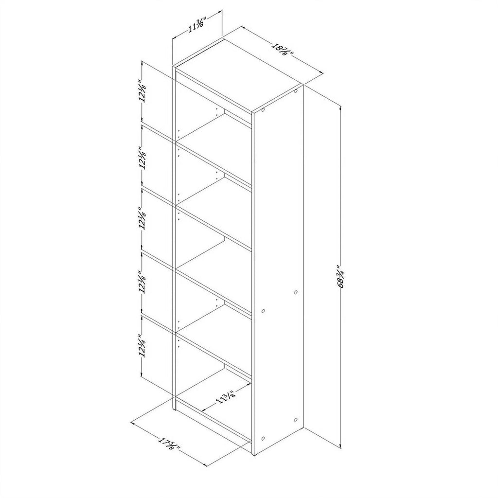 Black Desk with Keyboard Tray and 5-Shelf Narrow Bookcase Set K296389