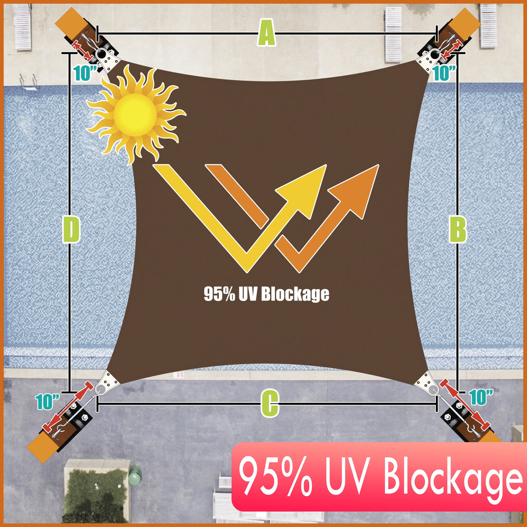 Brown Square Sun Shade Sail Canopy Structure O7809