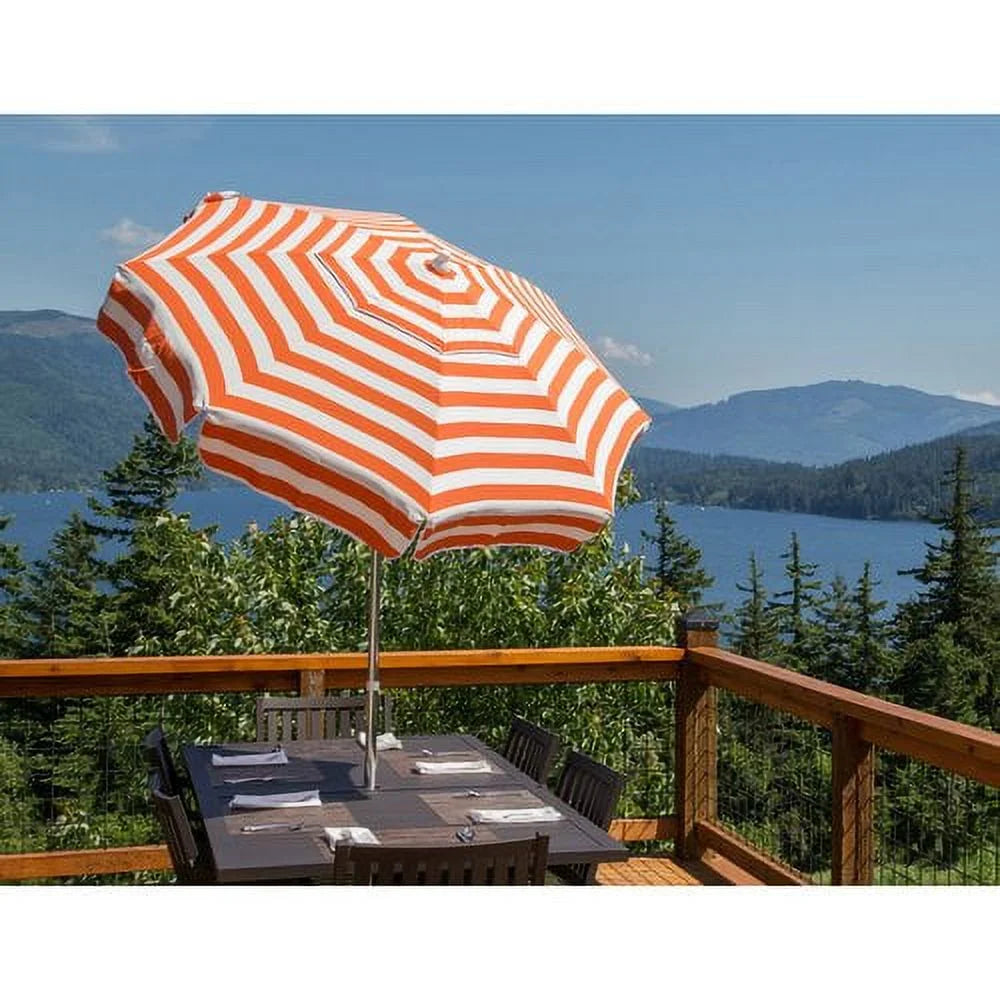 Italian 6 ft. Umbrella Acrylic Stripes Orange and White M96299