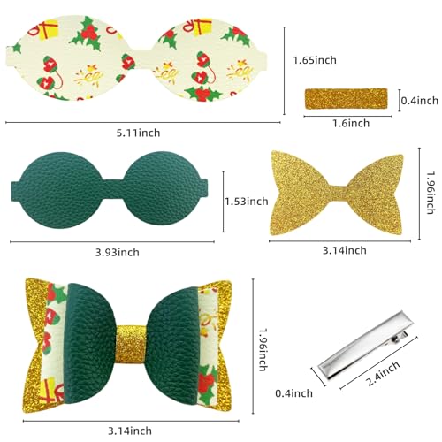 24 Set Christmas Faux Leather Hair Bows DIY Making Kit V3545
