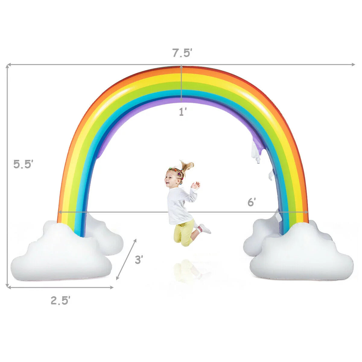 Inflatable Rainbow Sprinkler Toy 7.5 Feet Long PVC N7531