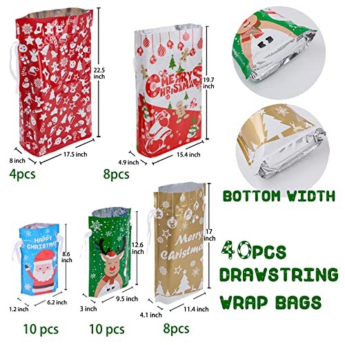 40pcs Assorted Sizes Christmas Gift Bags D350571