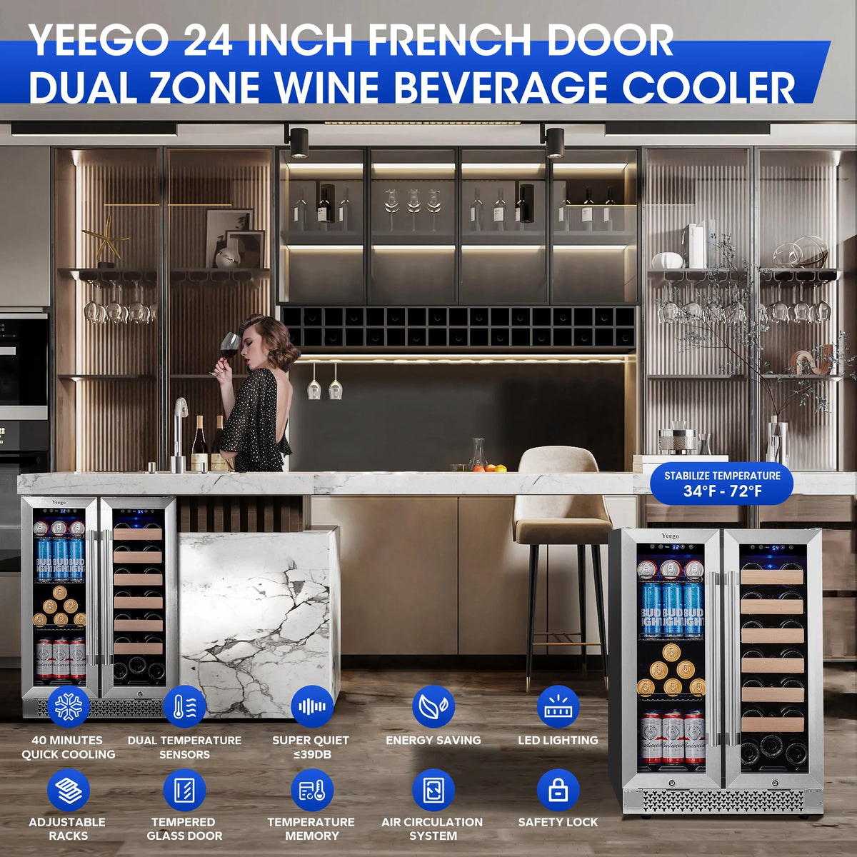 24 Can Beverage Refrigerator with Glass Door T99696