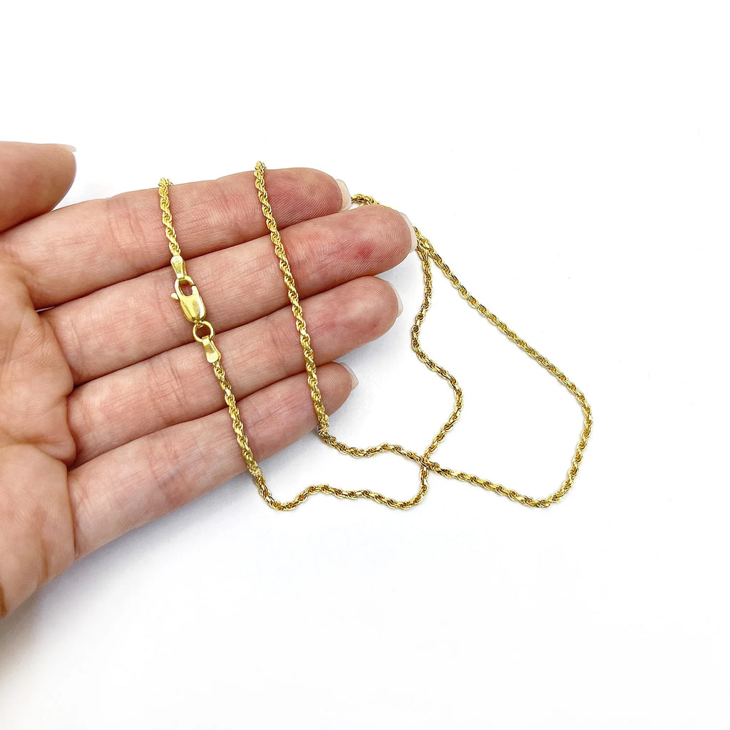18K Yellow Gold Over Silver Rope Chain Necklace 16"-24" A532208