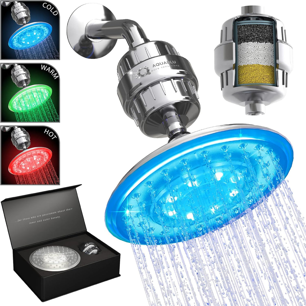 Large 8" LED Shower Head with Filter, Pack of 2 L878915