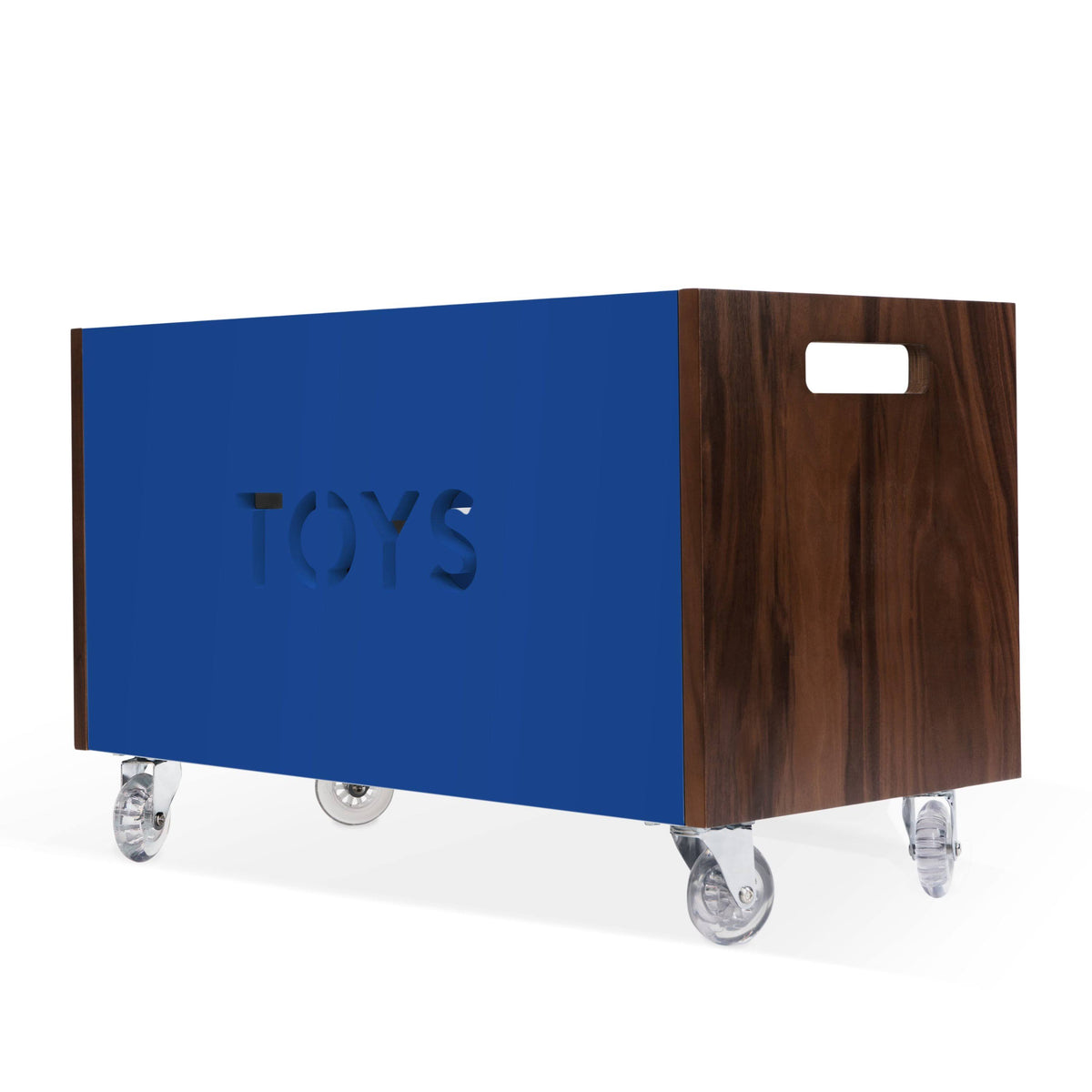 Walnut / Pacific Blue Toy Box Chest on Casters E8727
