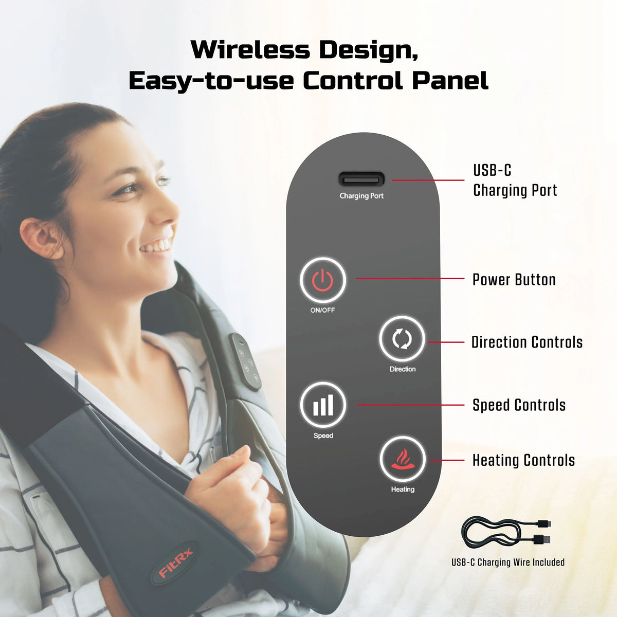 Cordless 3D Shiatsu Neck and Back Massager with Heat Z3474