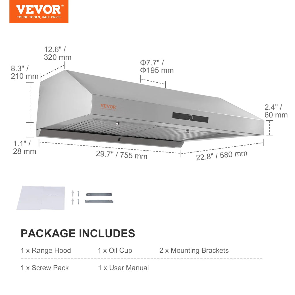 30inch Stainless Steel Under Cabinet Range Hood P4882