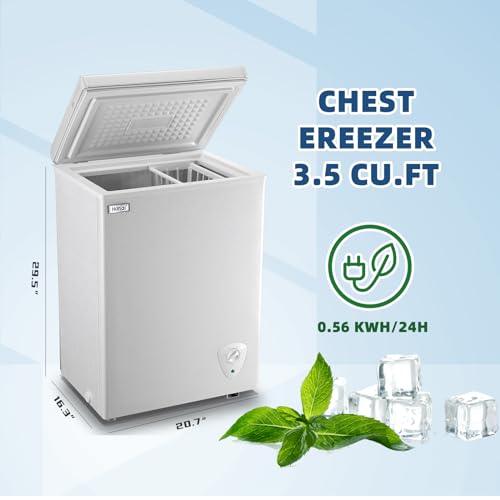 Compact Chest Freezer with Adjustable Thermostat and Storage Basket M59480