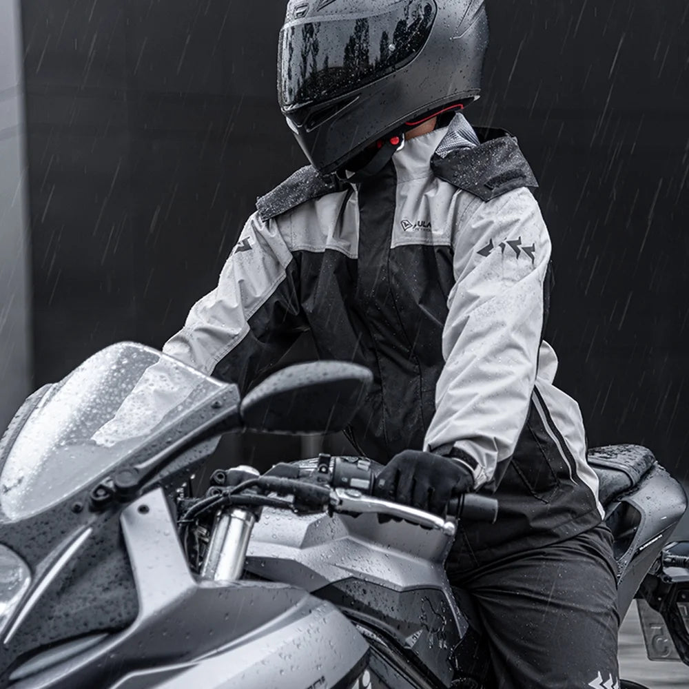 Waterproof Motorcycle Rain Suit Jacket and Pants with Storage Bag O775