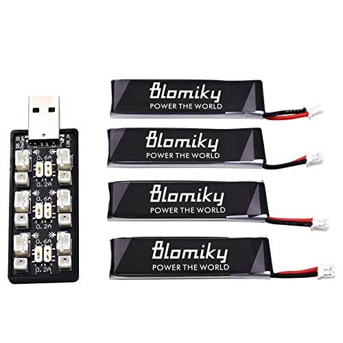 4 Pack 1S 3.8V 450mAh 80C Lipo Battery with PH2.0 Plug Q7057
