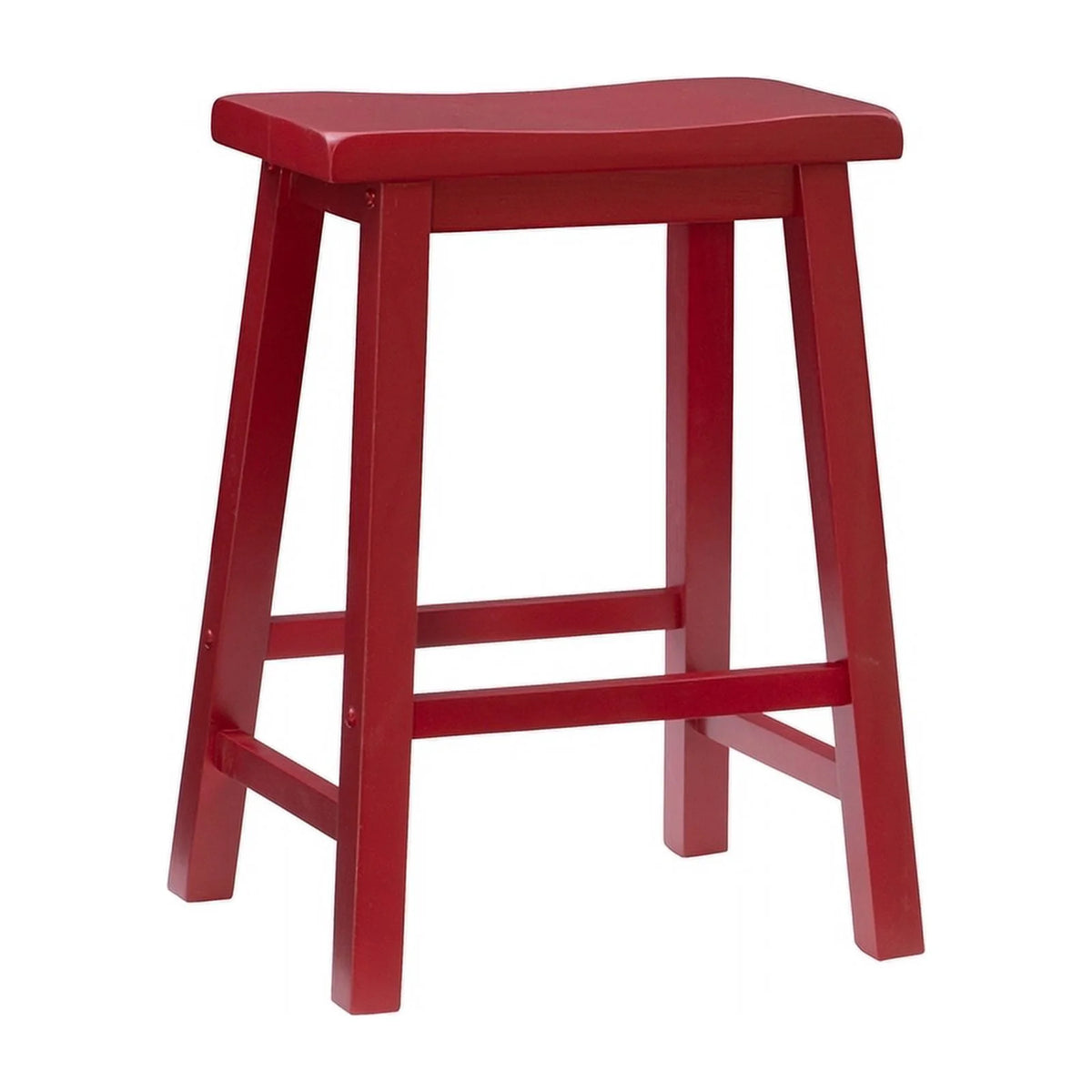 24" Wood Backless Saddle Seat Counter Stool in Red A8817