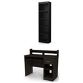 Black Desk with Keyboard Tray and 5-Shelf Narrow Bookcase Set K296389