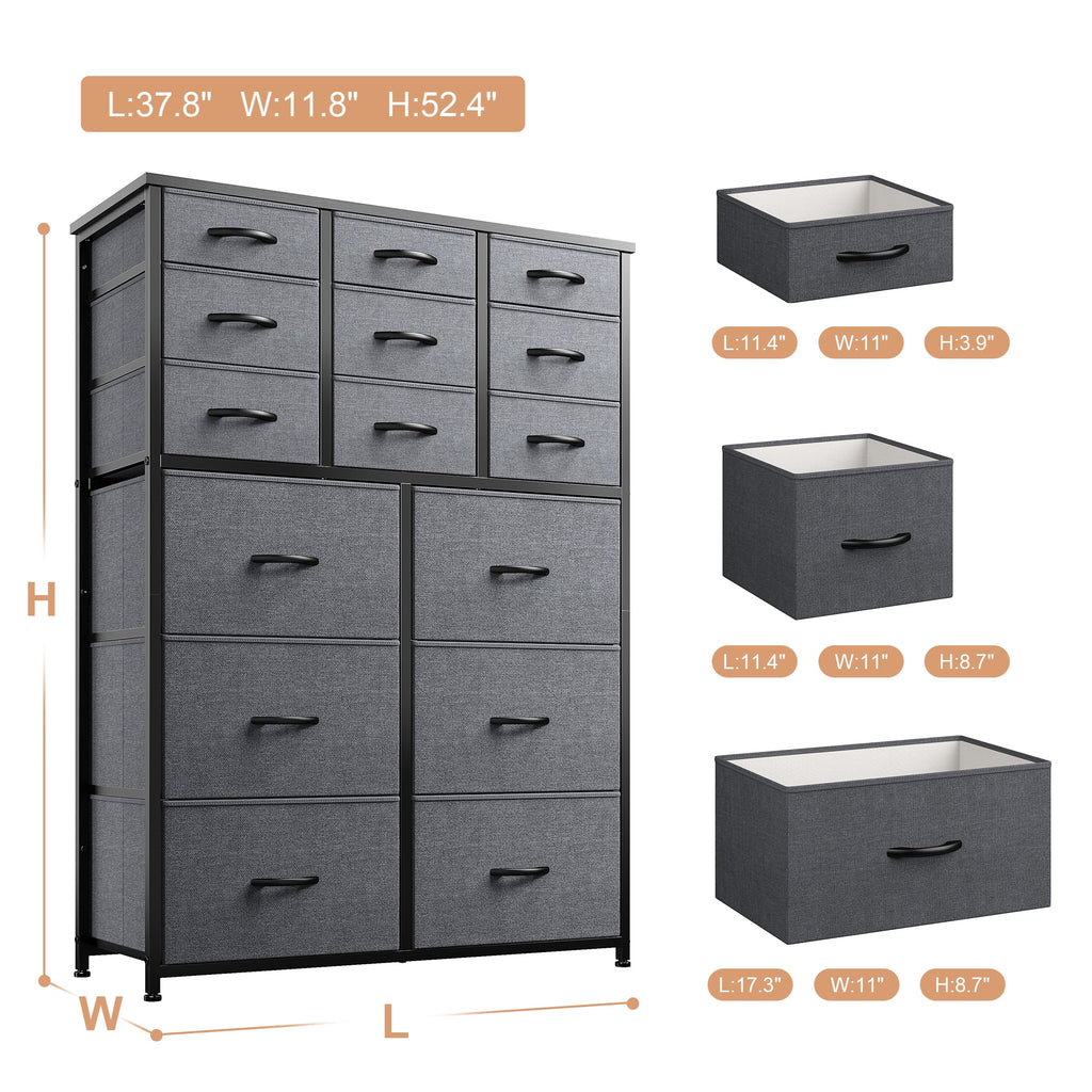 14 Drawer Charcoal Black Dresser F70326