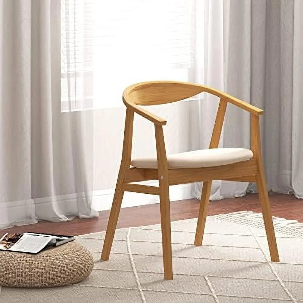 Bamboo Accent Chair with Armrest and Curved Backrest X784