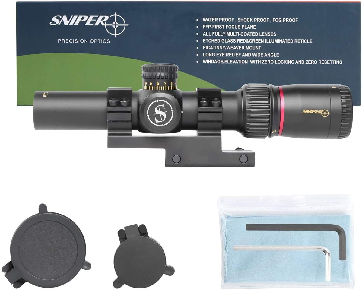 Red/Green Illuminated 30mm Tube Rifle Scope 1-5X24 First Focal Plane C827789