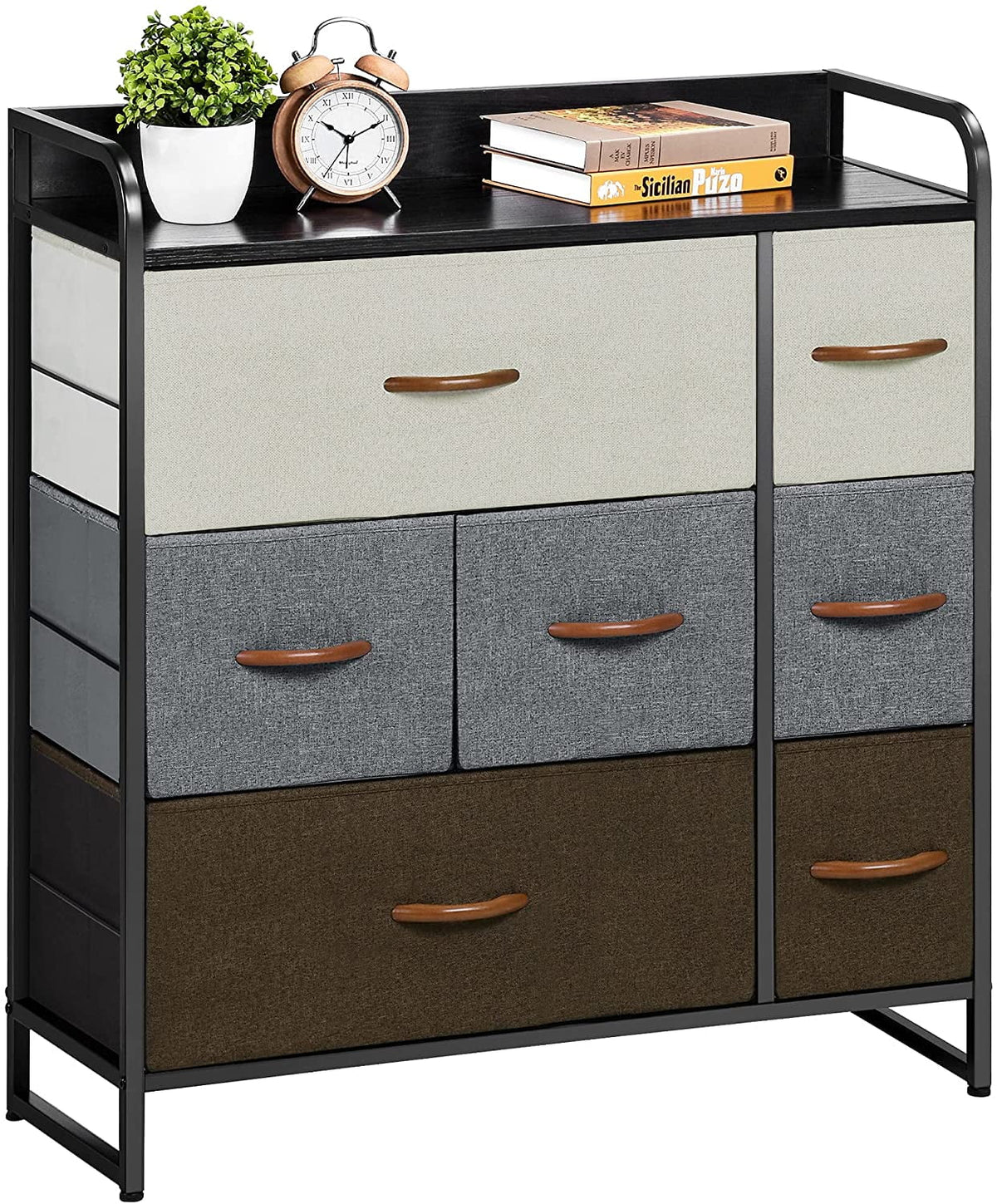 Light Gray 7 Drawer Fabric Dresser O692