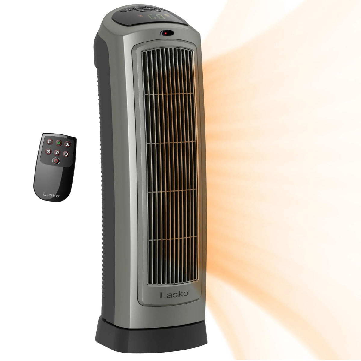 1500W Oscillating Ceramic Electric Tower Space Heater with Remote, Gray E17474