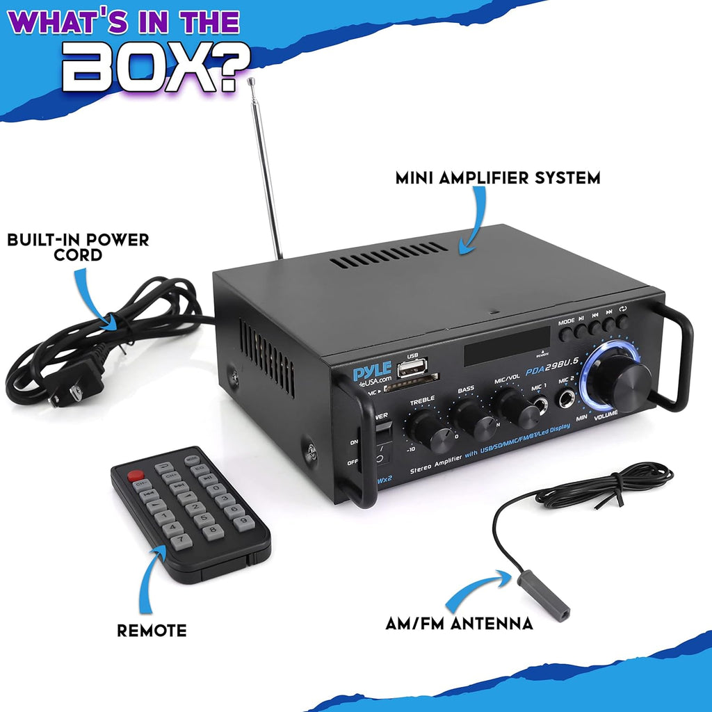 200W 2 Channel Bluetooth Stereo Power Amplifier with FM Radio, Pack of 2 M300