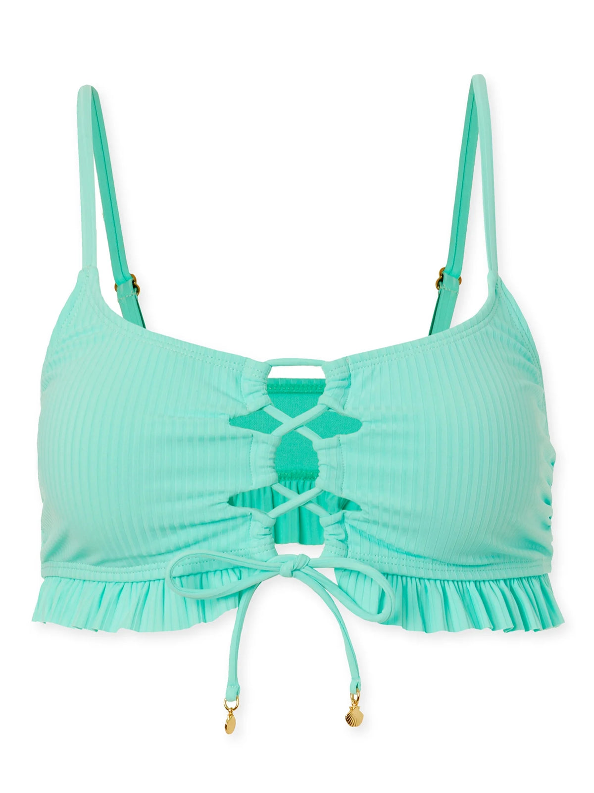 Aqua Ribbed Bikini Top T104844