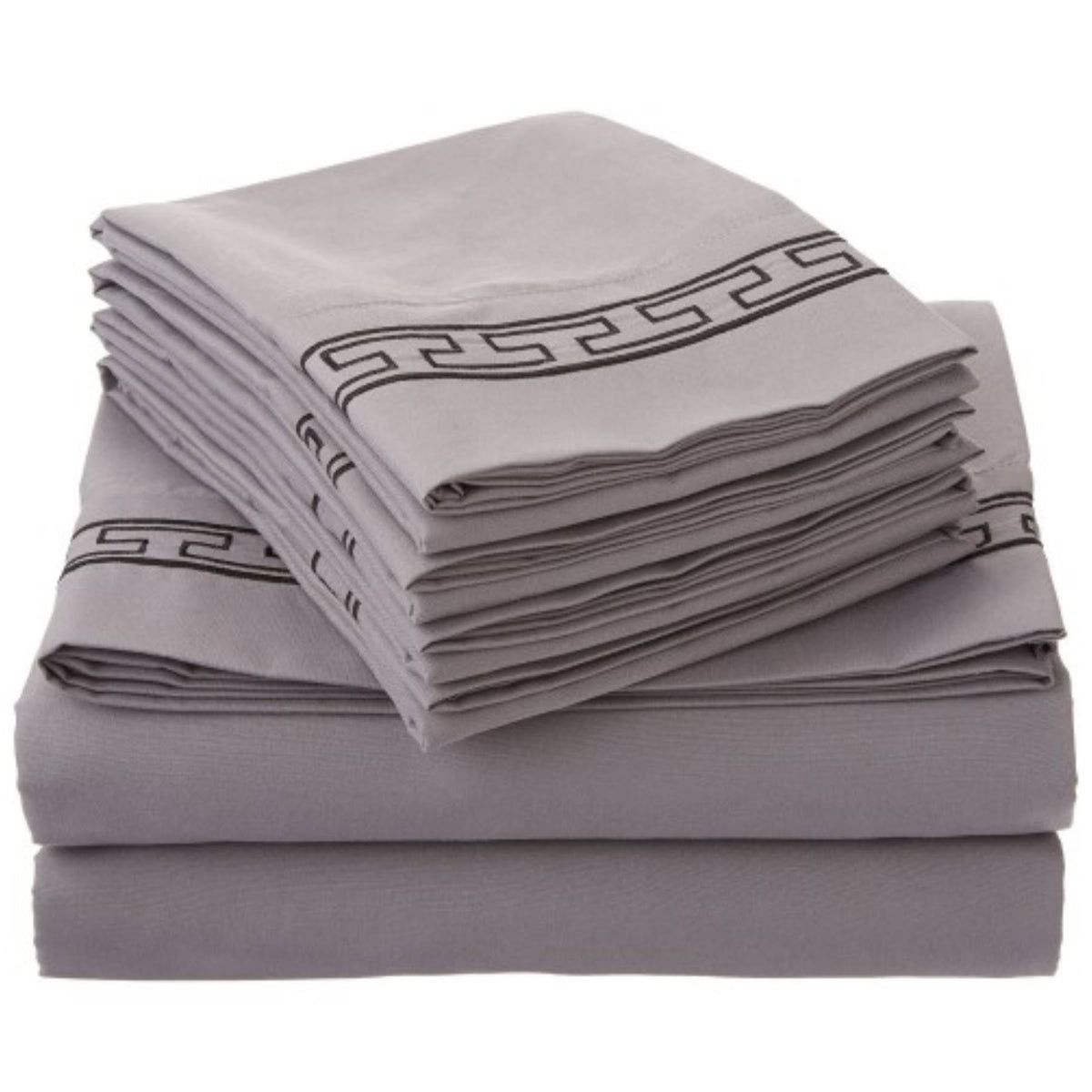 Black California King Embroidery Sheet Set J70377