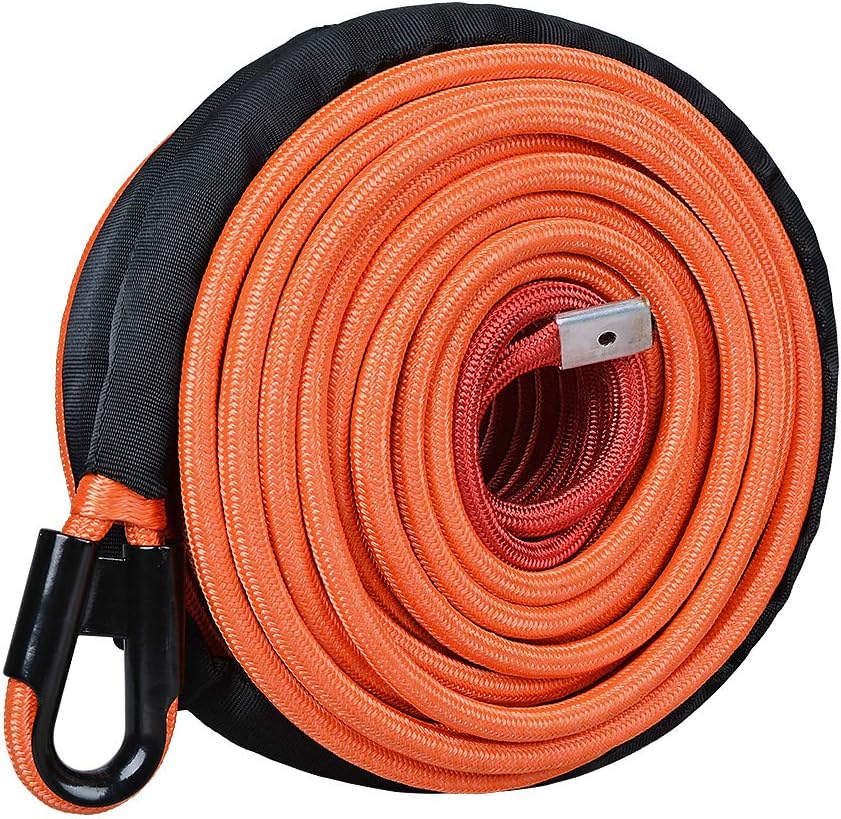 85ft x 3/8 inch Synthetic Winch Line Rope with Heat Rock Guard Z475