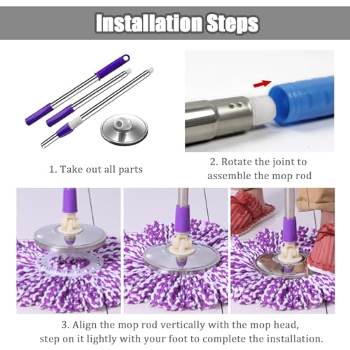 60-inch Rotating Telescopic Spin Mop Replacement Handle T12983