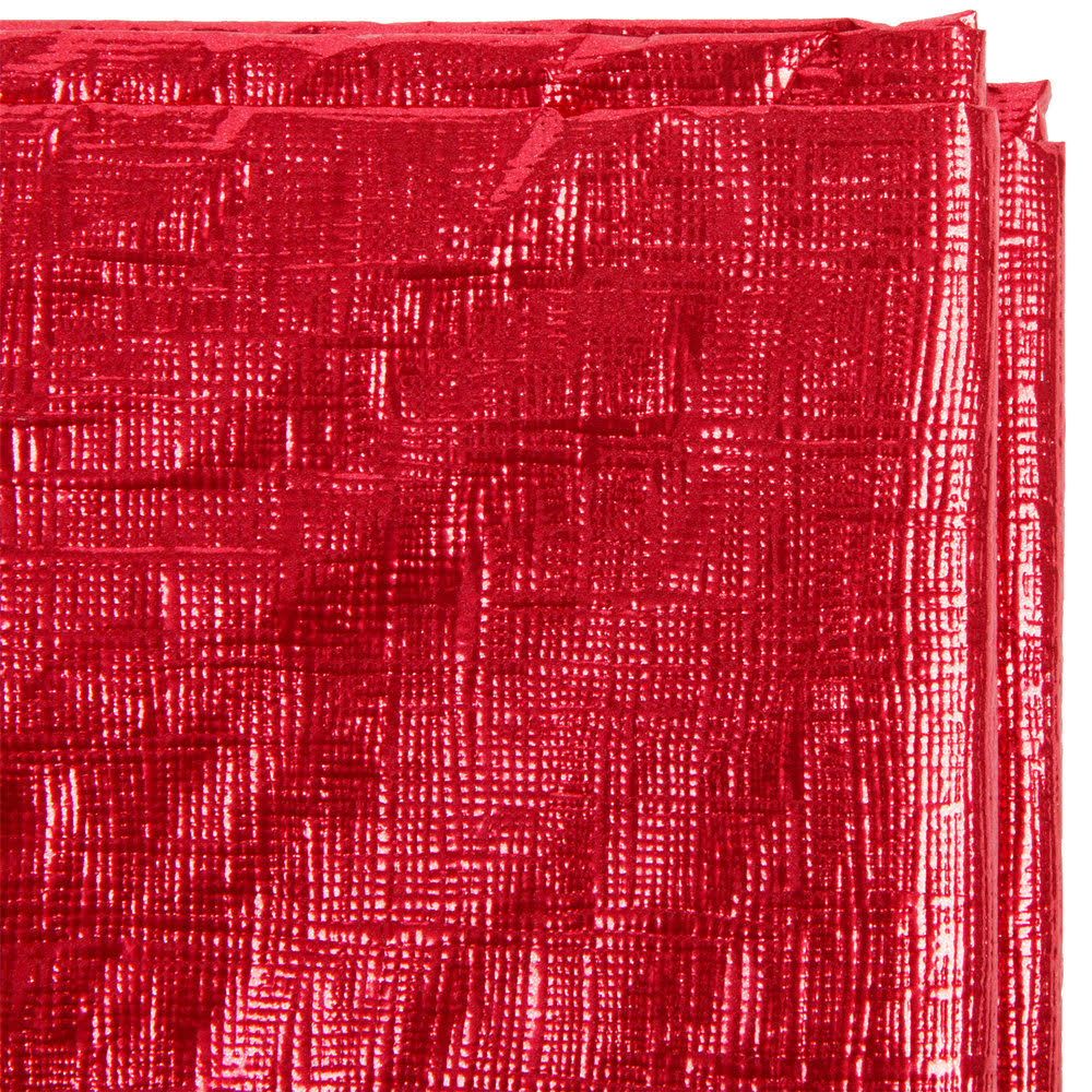 Red Metallic Plastic Table Cover - 12/Case Q4120