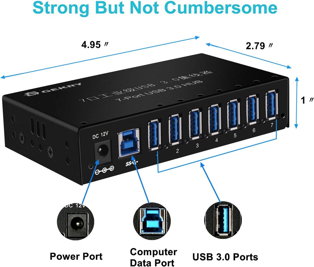 7-Port Powered USB 3.0 Hub with 12V/3A AC Adapter S568733