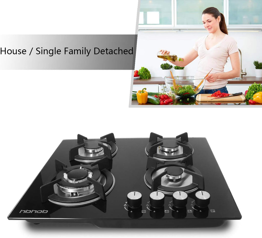 4 Burners Gas Cooktop Tempered Glass Built in Gas Stove J648818