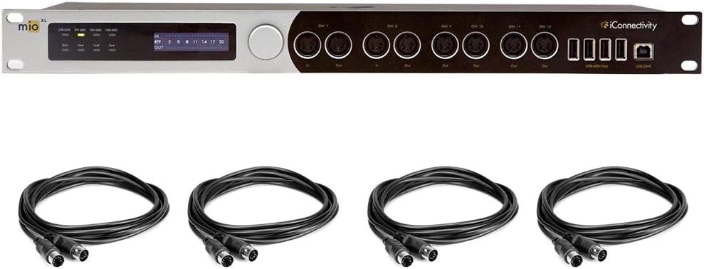 MIDI Interface with 4x MIDI Cable 10' Bundle K7804