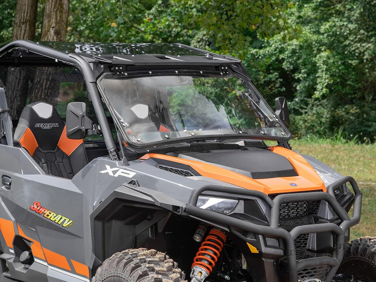 Heavy-Duty Scratch Resistant Flip Windshield, 1/4 Thick Polycarbonate G99233