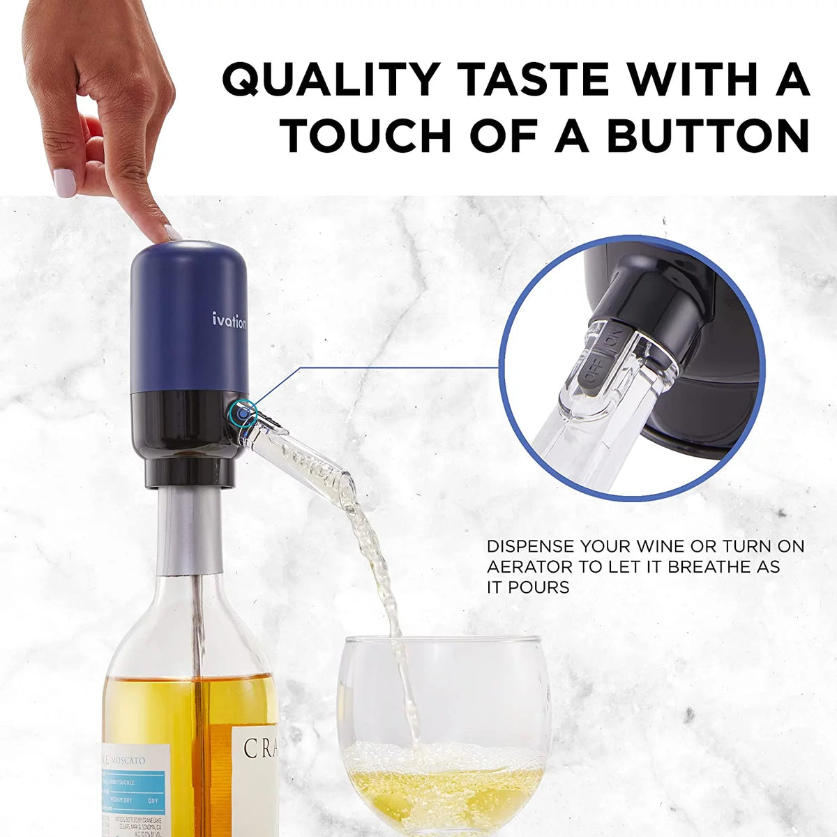 Wine Accessory Kit with Electric Bottle Opener, Aerator Dispenser, Preserver Pump, Cork Stoppers & Foil Cutter T826961