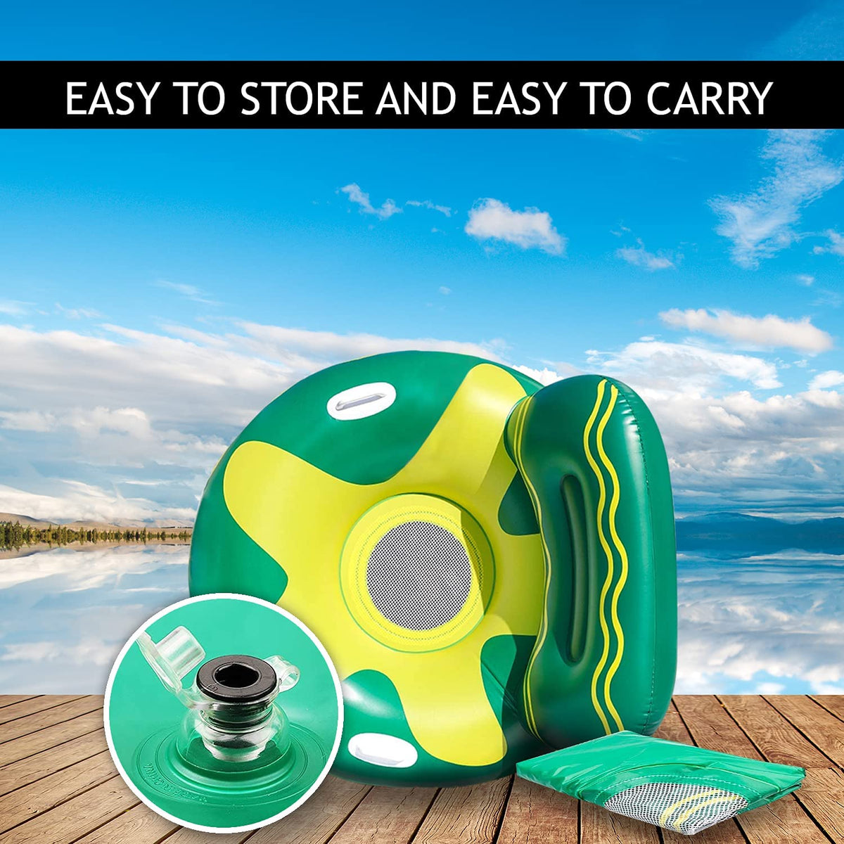 Green/Yellow Inflatable Swimming Pool Float Lounge Chair N87132